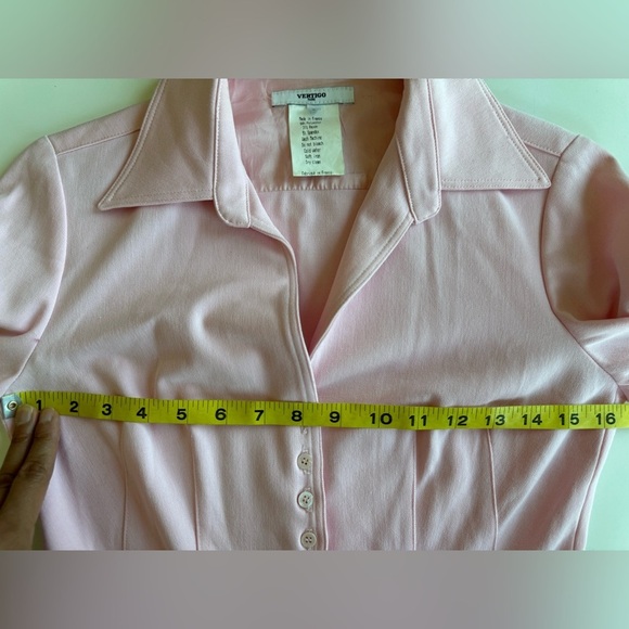 Vintage 90s Y2K Vertigo Light Baby Pink Button Up Shirt Jacket Size S - Picture 12 of 15